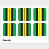 Fun Bold Vivid Yellow Black Green Racing Stripes Quadratischer Aufkleber (Blatt)