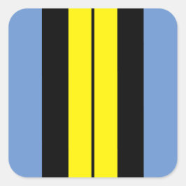 Fun Bold Yellow Black Light Blue Racing Streifen Quadratischer Aufkleber