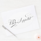 Fun Bon Appetit Extravagant Cursive Script für Fei Ovaler Aufkleber (Umschlag)