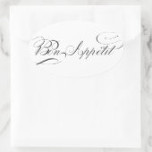 Fun Bon Appetit Extravagant Cursive Script für Fei Ovaler Aufkleber (Tasche)