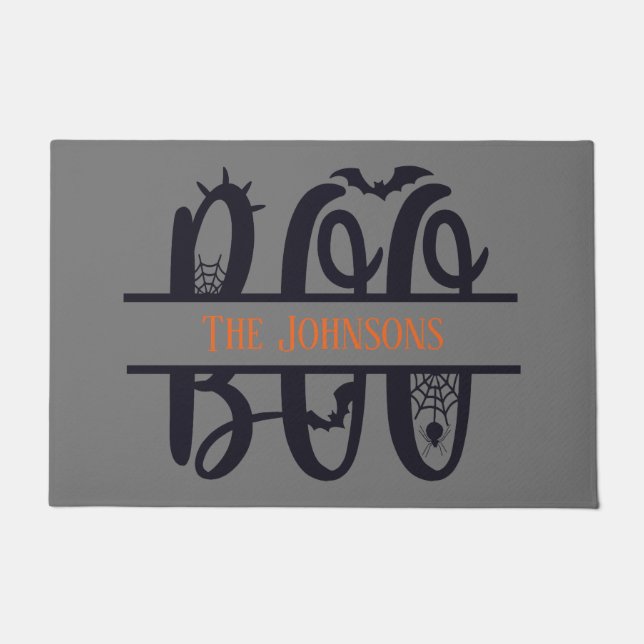 Fun Boo Monogram Add Name Halloween Fußmatte (Vorderseite)