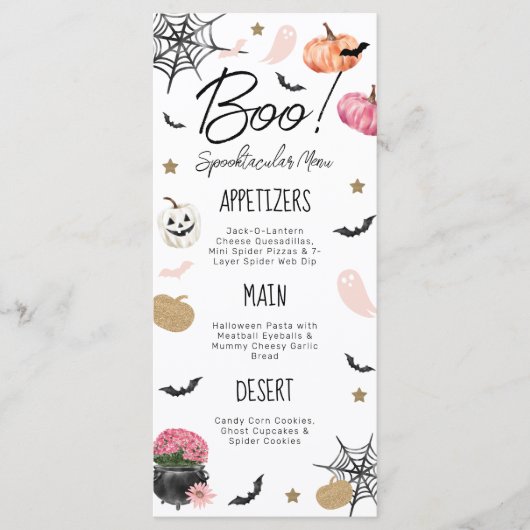 Fun Boo! Spooktacular Birthday Halloween Menu Menükarte (Vorderseite)
