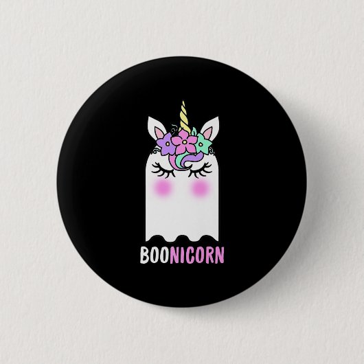 Fun Boonicorn Gift Ghost Unicorn Boo Retro Hallowe Button (Vorderseite)