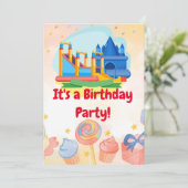 Fun Bouncy Burg Erlebnispark Parco Civico-Ciani Einladung (Stehend Vorderseite)