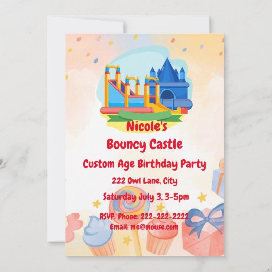 Fun Bouncy Burg Erlebnispark Parco Civico-Ciani Einladung (Rückseite)