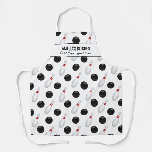 Fun Bowling Ball Button Custom Koch Bowler Name Sc Schürze (Vorderseite)