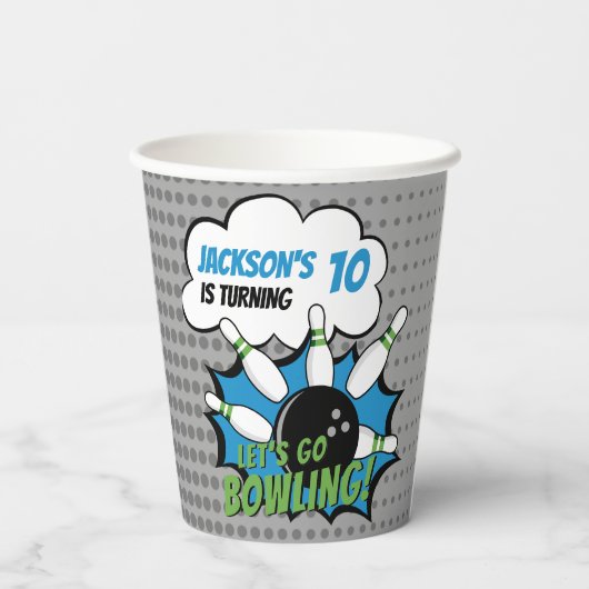 Fun Bowling Birthday Boy Pappbecher (Rückseite)