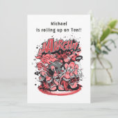 Fun Bowling Birthday Party Charaktere Einladung (Stehend Vorderseite)