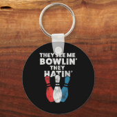 Fun Bowling Geschenk für Männer Frauen oder Vater Schlüsselanhänger (Vorderseite)