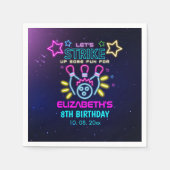 Fun Bowling Neon  Birthday Girl Serviette (Vorderseite)