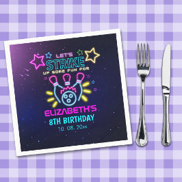 Fun Bowling Neon  Birthday Girl Serviette