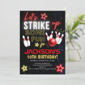 Fun Bowling party for Kids Einladung (Stehend Vorderseite)