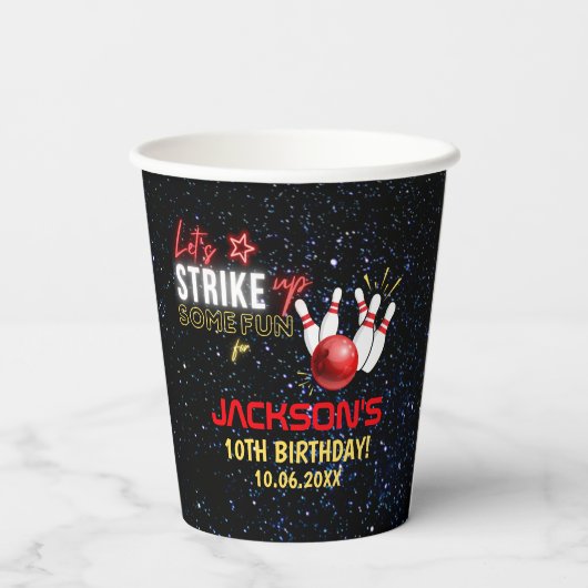 Fun Bowling party for Kids Pappbecher (Rückseite)