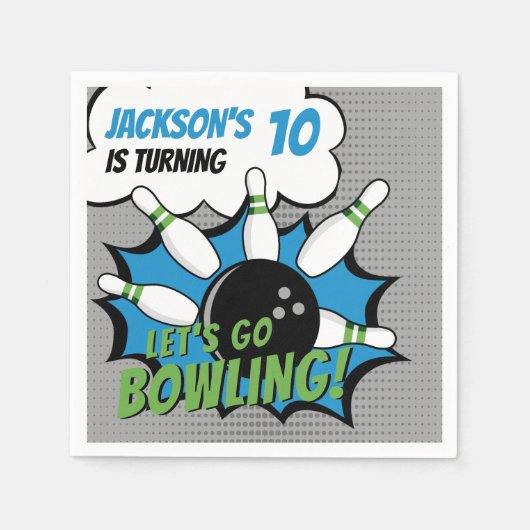 Fun Bowling-Style Birthday Kids Serviette (Vorderseite)