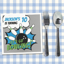 Fun Bowling-Style Birthday Kids Serviette