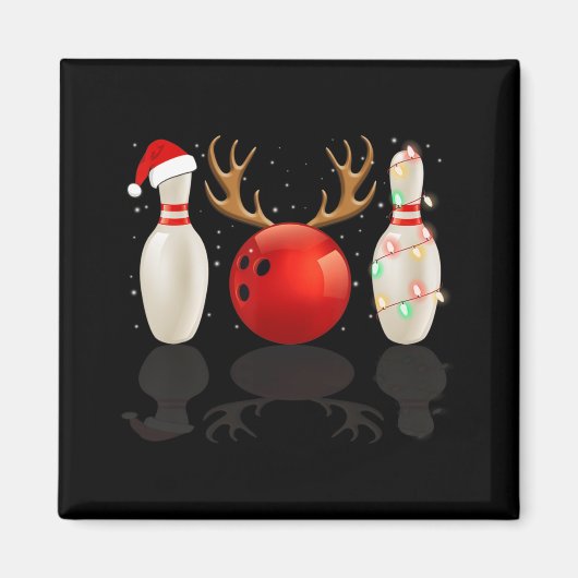 Fun Bowling Weihnachten Weihnachtsmannmütze Weihna Magnet (Vorne)