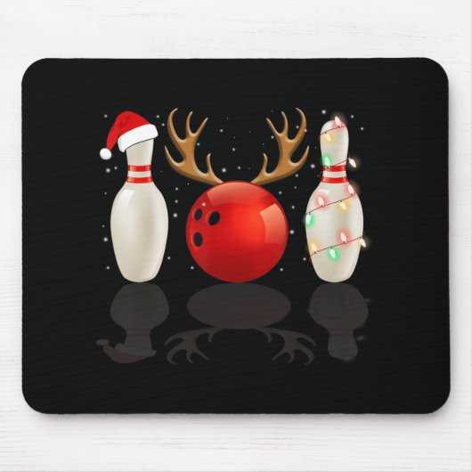 Fun Bowling Weihnachten Weihnachtsmannmütze Weihna Mousepad (Vorne)