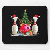 Fun Bowling Weihnachten Weihnachtsmannmütze Xmas B Mousepad (Vorne)