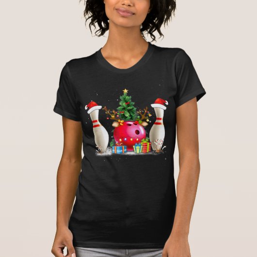 Fun Bowling Weihnachten Weihnachtsmannmütze Xmas B T-Shirt (Vorderseite)