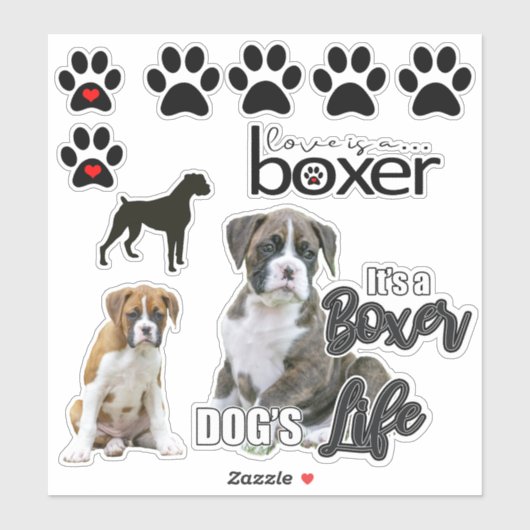 Fun Boxer Dog Stickers Aufkleber (Blatt)