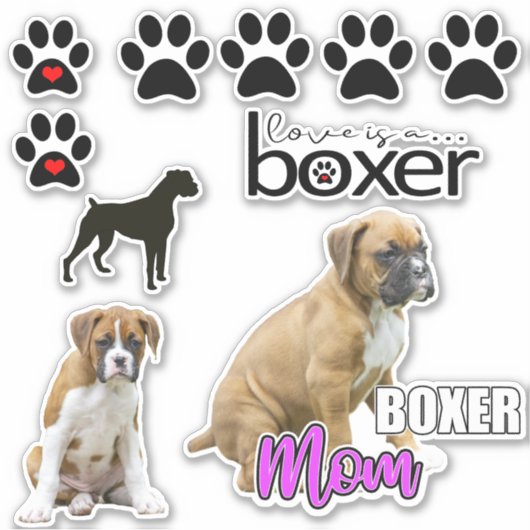Fun Boxer Dog Welpe Stickers Aufkleber (Vorderseite)