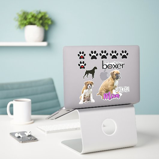 Fun Boxer Dog Welpe Stickers Aufkleber (Laptop auf Schreibtisch)
