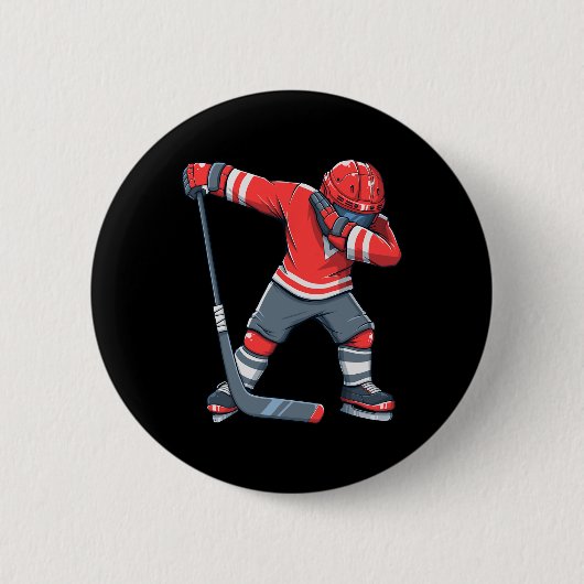 Fun Boy Kid Ice Hockey Dab Apparel Button (Vorderseite)