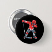 Fun Boy Kid Ice Hockey Dab Apparel Button (Vorne & Hinten)