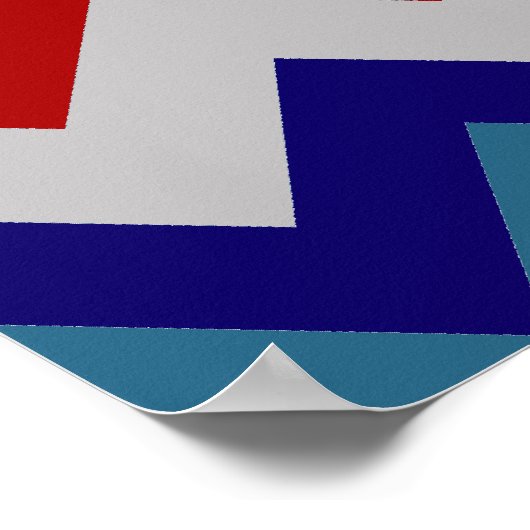 Fun Boys Dinosaurs Red Blue Chevron Pattern Poster (Ecke)