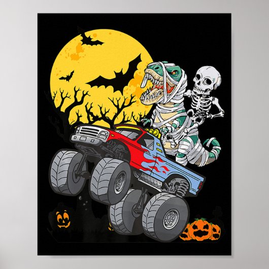 Fun Boys Halloween Monster Truck Pumpkin Mummy Din Poster (Vorne)