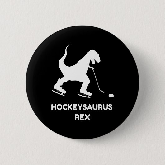 Fun Boys Ice Hockey T Rex Dinosaurier Button (Vorderseite)