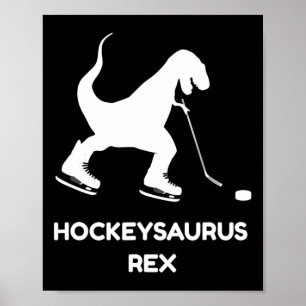 Fun Boys Ice Hockey T Rex Dinosaurier Poster