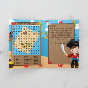 Fun Boys Pirate Captain Word Suche glücklich Gebur Karte