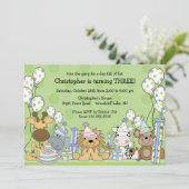 Fun Boys Safari Tiere Geburtstag Einladung (Stehend Vorderseite)