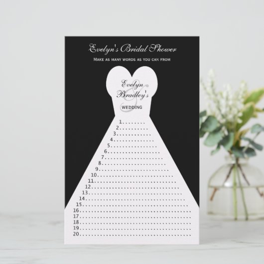 Fun Brautparty Word Games - Black (Stehend Vorderseite)