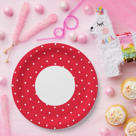 Fun breites, helles, weißes Dainty Dots Streifen Pappteller (Party)