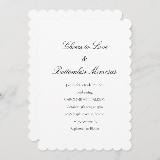 Fun Bridal Brunch Mimosas Funny Zitat Schwarz-weiß Einladung (Vorne/Hinten)