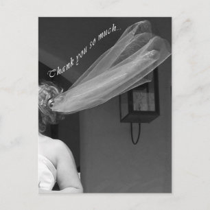 Fun Bridal Veil Wedding Danke Postcard Postkarte
