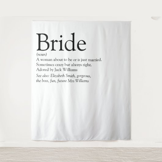 Fun Bride Definition Brautparty Foto Wandteppich (Vorderseite)
