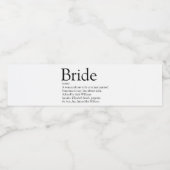 Fun Bride Definition Brautparty Hochzeit Wasserflaschenetikett (Einzelnes Label)
