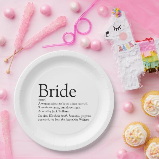 Fun Bride Definition Brautparty Modernes Pappteller (Party)