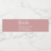 Fun Bride Definition Brautparty Rosa Hochzeit Wasserflaschenetikett (Einzelnes Label)