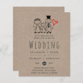 Fun Bride Groom Girl Wedite Einladung Handgezeichn (Vorne/Hinten)