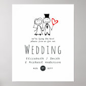 Fun Bride Groom Rustikale Hochzeiten laden Stick P Poster (Vorne)