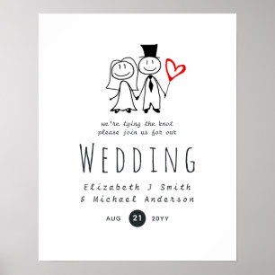 Fun Bride Groom Rustikale Hochzeiten laden Stick P Poster