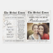 Fun Bridesmaid Vorschlag Zeitung Blume Bouquet Geschenkpapier Set (Vorderseite)