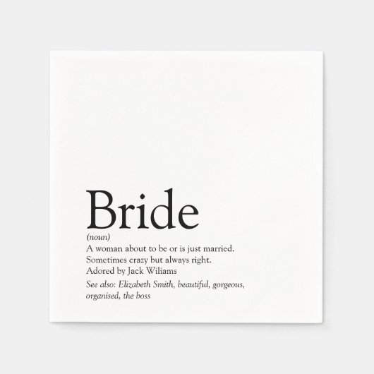 Fun Bridge Definition, Brautparty Modernes Serviette (Vorderseite)