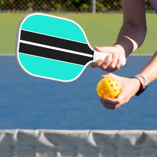 Fun Bright Aqua Schwarz-weißes Zentrum Racing Pickleball Schläger (InSitu)