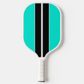 Fun Bright Aqua Schwarz-weißes Zentrum Racing Pickleball Schläger (Rückseite)