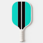 Fun Bright Aqua Schwarz-weißes Zentrum Racing Pickleball Schläger (Vorderseite)